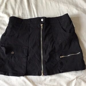 Black Mini Skirt with Zipper Details